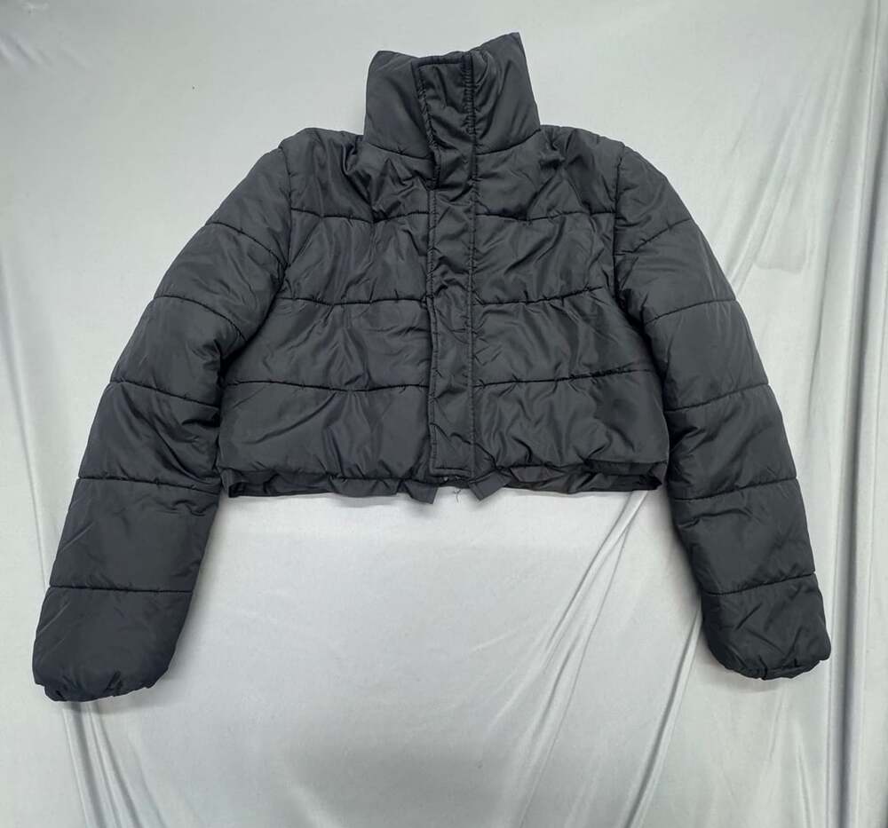 SHEIN Puffer Jacket Size S Black Cropped Stand Collar Winter Coat